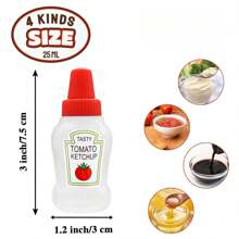Mini Tomato Sauce Bottle, 25ml Capacity, Refillable Portable Condiment Squeeze Dispenser For Salad Dressing, Ketchup, Mayonnaise, Soy Sauce, Peanut Butter, Syrup, Suitable For Home Kitchen, Office, Cafeteria, Outdoor Picnic, Back To School, Baking (Various Combo Packs Available)