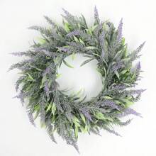 1 Stück künstlicher Lavendel-Kranz, geeignet für Haustür, Landlhaus-Stil Kranz, Wand, Party Hochzeitsdekoration, innen oder außen, Künstlicher Lavendel-Blumen-Kranz, künstliche Pflanzen Heim Dekoration Accessoire, geeignet für Haustür, Wand, Fenster, Party, Feiertage, Hochzeitsdekoration, Landhaus-Kranz, Lila Blumen-Kranz
