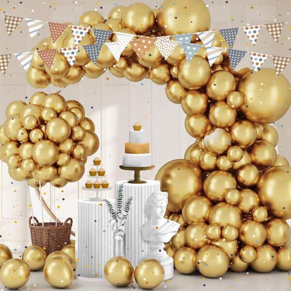 200 piezas de globos decorativos de látex dorados de 5 pulgadas que se pueden DIY como decoraciones sencillas para fiestas de cumpleaños, bodas, compromisos, fotografía al aire libre, fiestas de baby shower, granjas, arcos de globos, decoraciones de fiestas de baby shower, decoraciones de fiestas de despedida de soltero, decoraciones de revelación de género, ceremonias de graduación del Día de la Madre, aniversarios