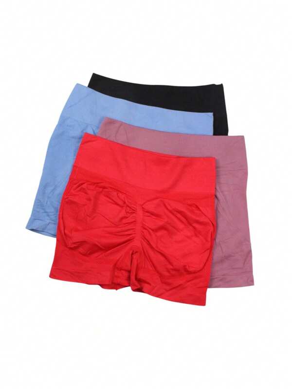 Increible set de 4 piezas de short deportivo con levanta gluteos, diversos colores, comodos, ligeros, 0 transparencia. (Los colores se envian al azar)