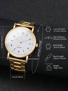 女士石英表，配有简约数字表盘、钢表带和 6 件心形首饰套装（不含表盒） - 玫瑰金 - 查看 6