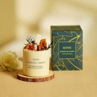 1pc Mori Style Aromatherapy Scented Candle, Made With Natural Plants And Soy Wax Mixed With Dried Flowers, Suitable For Bedroom, Office, And Living Room Decoration. A Great Aromatic Gift For Parents, Friends On Holidays Or Special Occasions.,Gifts Birthday Graduation