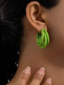 1 Paar sommerlicher, einfacher, gestaffelter, extra großer Dreiring-Ohrclip, weiblich, mehrschichtig, personalisiert, retro, elegant, hochwertige Ohraccessoires
