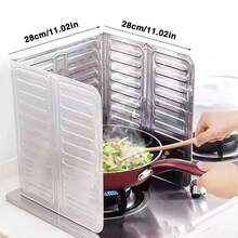 1/2 tấm chắn dầu mỡ bằng giấy bạc dùng cho nhà bếp, tấm chắn dầu mỡ chống bắn tung tóe, chịu nhiệt, dụng cụ nấu ăn, tấm chắn dầu mỡ bếp gas có thể gấp gọn, phụ kiện nấu ăn ngoài trời thiết yếu - Vách ngăn dầu - Xem 4