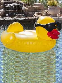 1pc Inflatable Giant Yellow Duck Pool Float, Perfect Summer Gift For Adult Pool Party And Beach, Multi-Functional Floating Lounge Chair For Vacation Fun And Relaxation - Multicolor - View 4