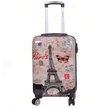 3 Pieces Set European Brand French Design PCPP Material 20" + 24" + 28" Luggage Set, Full Print Eiffel Tower, Expandable Large Capacity, Quiet Wheels, Lock, Waterproof & Durable, 1 Year Warranty, Travel Essential, Holiday Must-Have, Elegant Look, Lightweight & Comfortable, Family Travel Special Gift, Top Product, Bright Spring/Summer Color, Unisex, Cheap Airline Hand Luggage Carry-On