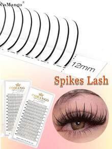 CoMango 240Fans 0.07mm Mi nối mềm dạng chùm, gai mảnh dễ ghép, tiết kiệm thời gian, hình dạng A/M, kiểu cong C/D, dùng cho tiệm nối mi, cụm mi, cụm mi, lông mi riêng lẻ, lông mi, lông mi giả - Nhiều màu - Xem 1