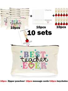 1 PEÇA/5 PEÇAS/10 PEÇAS Organizador de Maquiagem com Tema de Professor de Carta do Arco-Íris, Estilo Y2K Impressão de Letra do Arco-Íris Letra Colorida Design Engraçado Necessaire Portátil para Viagem, Bolsa de Maquiagem, Organizador de Maquiagem, Armazenamento de Maquiagem, Bolsa de Cosméticos, Bolsa de Higiene, Capacidade Grande, para Férias, Praia, Banheiro, Coleção de Quarto