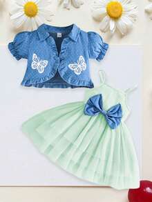 Young Girls Dresses - Green - View 8