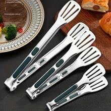 Stainless Steel Kitchen Clamp Cover - Non-Slip Handle, Metal Food Tongs For Cooking, Serving And Grilling - Multi-Cookware And Kitchen Accessories For Salads, Bread And Roasts - Kitchen Tools And Supplies For Home, Restaurant And Commercial Kitchens