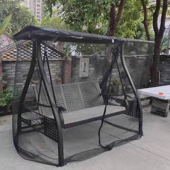 1 件黑色拉链蚊帐，透气网状帐篷，适用于露台秋千椅，防水防虫窗帘，适用于海滩、烧烤、露营、室内和室外