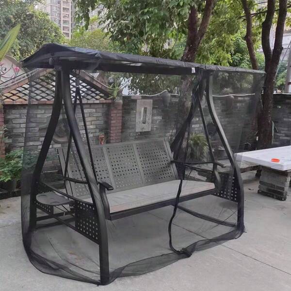 1pc Black Zippered Mosquito Net, Breathable Mesh Tent For Patio Swing Chair, Waterproof Insect Protection Curtain, Suitable For Beach, BBQ, Camping, Indoor And Outdoor