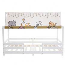 Canopy Roof Design White Painted Pine Children's Bed - Wood Color - View 3