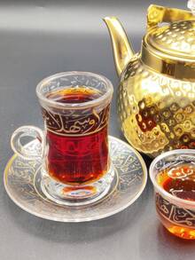 12 Peças Conjunto de Xícaras de Café de Vidro, Jogos de Chá. Lavagem Manual Apenas Cerâmica, Reutilizável, Isolado, Multiuso, Utensílios de Bebida com Padrão Dourado, Decoração de Cozinha Vintage. Xícaras Minúsculas Europeias Árabes para Adultos, Amantes de Chá, Amantes de Café, Mulheres, Homens. Xícaras de Chá Perfeitas para Restaurantes, Banquetes, Festas, Casamentos, Festivais, Aniversários, Entretenimento de Convidados - Cor transparente - Visão 8