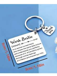 Stainless Steel Keychain With Heart Charms - Perfect Gift For Farewell, Retirement For Co-Workers Or Boss Car Accessories Bag Charm Backpack For School - Silver - View 2