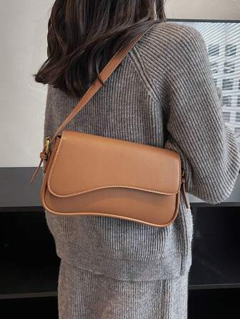 Simple & Fashionable Casual Solid Color Shoulder Bag