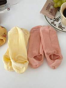 6 Pairs Macaron Color No Show Socks, Daily Wear Korean Popular Invisible Socks - Multicolor - View 4