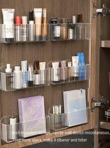 Bathroom Vanity Wall Mounted Storage Organizer Box, Household Toiletry Rack For Cosmetic, No Drilling Required, Back To School