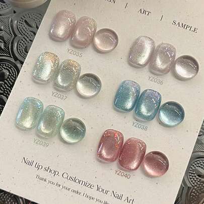 Sơn móng tay gel mắt mèo từ tính màu hồng ngọc trai ánh sao mới năm 2025, 12ml, bộ nghệ thuật móng tay từ tính trong suốt mùa xuân/hè, bao gồm lớp sơn lót và lớp sơn phủ, cần đèn UV, gel gốc thực vật màu sắc ba chiều trong suốt thích hợp cho công việc/đi lại/hẹn hò, bộ 6 màu, độ bền 28 ngày như ở salon, thiết kế móng tay của người nổi tiếng trên mạng.