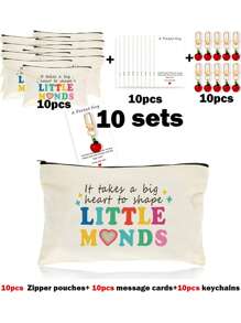 1 PEÇA/5 PEÇAS/10 PEÇAS Organizador de Maquiagem com Tema de Professor de Carta do Arco-Íris, Estilo Y2K Impressão de Letra do Arco-Íris Letra Colorida Design Engraçado Necessaire Portátil para Viagem, Bolsa de Maquiagem, Organizador de Maquiagem, Armazenamento de Maquiagem, Bolsa de Cosméticos, Bolsa de Higiene, Capacidade Grande, para Férias, Praia, Banheiro, Coleção de Quarto