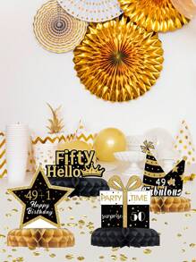 9pcs/Set Original Design 50th Birthday Honeycomb Ornaments For Birthday Party Backdrops Decor, Room Decor Supplies, 50th Birthday Party Favor, Birthday Gift, Birthday Decor Room Decor, Home Decor