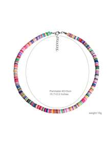 Colier colorat din argilă polimerică, colier cu pandantiv din lut moale, în stil european și american de vară, potrivit pentru activități în aer liber