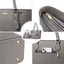 UKEIN 4PCS Women Fashion Handbags Purses Wallet Tote Shoulder Bags Casual Crossbody Bags, Best Valentine's Day Gift For Ladies Girls, Satchel Purse Set 4pcs - 灰色 - 查看 4