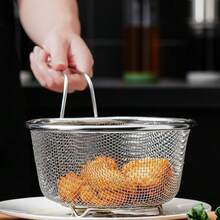 Household Hot Pot Colander Ladle, Multifunctional Stainless Steel Strainer Net For Kitchen Cooking, Frying Food, Pasta Draining - Silver - View 9