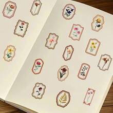 50张透明贴纸套装，包含花卉、复古、美学、植物等图案，防水乙烯基材质，适用于笔记本电脑、滑板、水瓶、笔记本等，适合学校用品和返校季使用。 - 彩色 - 查看 6