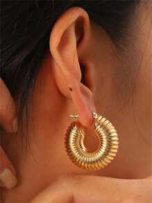 3pairs Luxury Stainless Steel Exaggerated Water Drop Stud Earrings Set, Suitable For Wear And Gift Giving