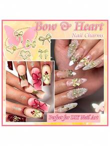 64Pcs Gold Nail Charms For Nails, 3D Alloy Cross Heart Y2K Nail Art Rhinestone For Women Girls Nail Decorations Diy Nail Art Supplies Nail Gems - Multicolor - View 4