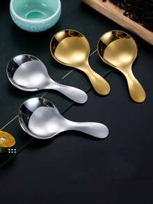 1/3/6 pièces Cuillère à soupe à manche court en acier inoxydable, Cuillère ronde, Cuillère à thé, Cuillère à dessert, Cuillère à glace, Cuillère à assaisonnement, Cuillère à manger pour enfants, Cuisine, Cadeau de Noël, Fournitures scolaires - Multicolore - Voir 6