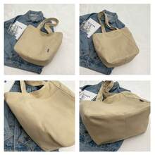 حقيبة كتف كانفاس للنساء موديل 2025 الجديد، مناسبة لطلبة الجامعة لحمل الكتب إلى الفصول الدراسية، وممتازة أيضًا للتنقل اليومي والاستخدام العادي. إنها حقيبة كتف واسعة الحجم. - متعدد الألوان - مشاهدة 11