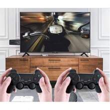 Consola de juegos retro M8, inalámbrica de 64 G, con más de 20 000 juegos integrados, salida de TV, videojuegos y dos mandos inalámbricos de 2,4 G. - Negro - Ver 3