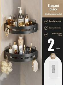 2pcs Modern Cornerstone Shelf - Durable ABS Material Bathroom Storage Rack, Suitable For Sink, Kitchen, Toilet And Shower Organization, Space Saving, Easy Installation, Strong And Sturdy, Bathroom Essentials Back To School