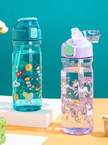 1pc 600ml Leakproof Plastic Water Bottle Fitness Sports Water Bottle With Strap For Office, Gym, Outdoor Sports
