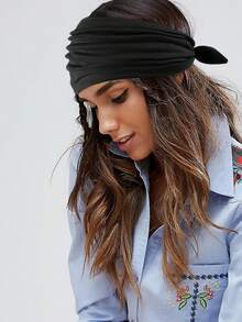 2pcs Black Bow Headbands For Women, 7" Extra Wide Non-Slip Headwraps, Workout Turban Hair Accessories Fall Winter Hair Band For Vacation Outfits Woman Women Bandanas Soft Headwrap Women Scarf - Multicolor - View 6