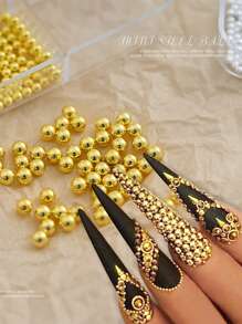 6 Grades Mini Contas Metálicas Encantos Caviar Decoração de Cristais Pixie DIY Gemas de Unhas Suprimentos de Unhas