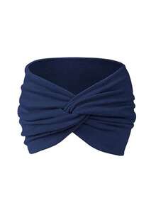 新款纯色宽发带，女士交叉绑带发饰，适合运动、瑜伽，时尚女孩头巾，休闲波西米亚风，欧美运动发带，女士宽版瑜伽弹力发带，跑步发带，运动发饰，头饰，返校发饰 - 彩色 - 查看 18