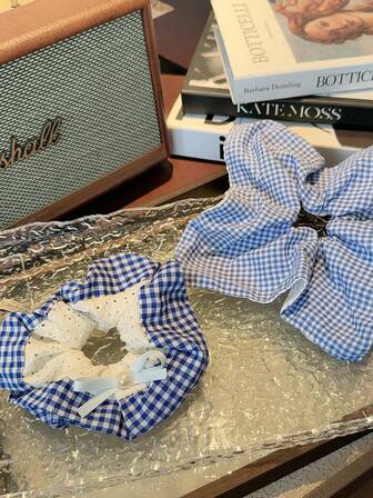 1pc Blue Plaid Scrunchie, Floral Lace Bow Decor Hair Tie, Ponytail Holder,Gifts,Travel,Gifts For Women,Hair Stuff,Stocking Stuffers,Stocking Stuffers,Stocking Fillers,Stocking Stuffers For Women,Stocking Fillers Women,Christmas Gifts,Gifts,Christmas Stocking Fillers,Gifts For Women,Gift,Christmas Gift,Stocking Stuffers For Adults,Stocking Fillers For Adult,Hair Stuff,Women's Accessories,Stocking Stuffer,Coming-Of-Age Hair Accessory,Christmas Hair Accessories,Gift Ideas For Women,Beauty Stocking Fillers,Christmas Gifts For Women