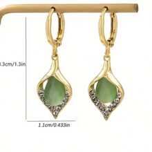 Exquisite Opal Earrings Women's Luxury Water Drop Shape Gems Earrings Jewelry Gifts
