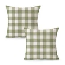 2 PCS Idyllic Home, Green Checkerboard Bedroom Decoration, Living Room Bay Window, Sofa Decoration Pillowcase - View 7