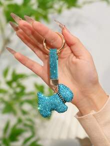 1 pieza Llavero con perro decorado con rhinestones de colores, accesorio para bolso, regalo para amantes, amigos, adecuado para uso diario de hombres y mujeres