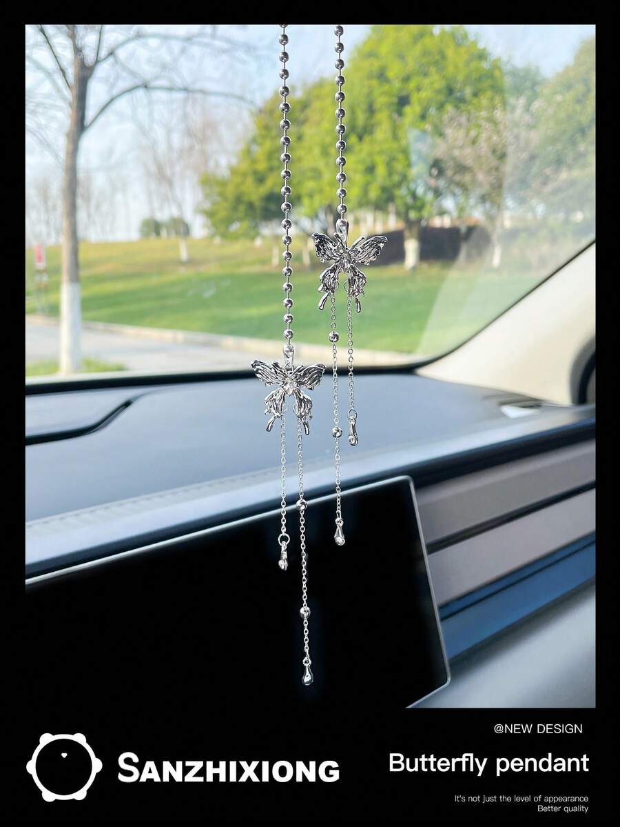 Zinc Alloy Butterfly Shaped Car Pendant, Creative Hanging Decoration For Car Rearview Mirror - Multicolor - View 1