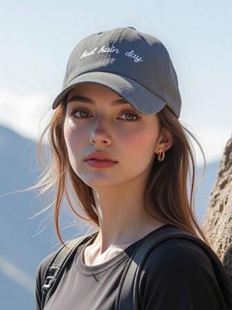 1 件刺绣“Bad Hair Day”马尾棒球帽，透气可调节高尔夫太阳帽，男女四季户外休闲棒球帽
