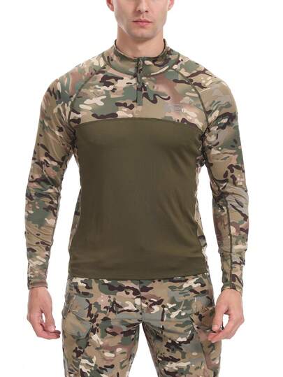 ESDY Manga larga de secado rápido para exteriores, manga larga deportiva camuflada, jersey de ciclismo de verano, camiseta transpirable y que absorbe la humedad, primavera/verano