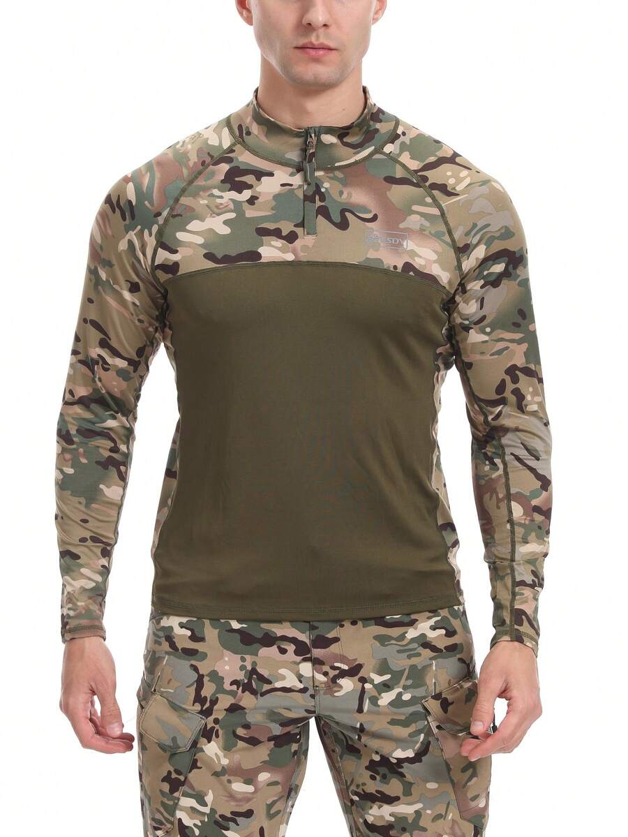 ESDY 户外速干长袖运动迷彩长袖夏季骑行服透气吸湿排汗T恤春夏 - 彩色 - 查看 1