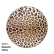 Round Leopard Print Carpet Area Rug Living Room Bedroom Floor Mat Pad Non-Slip - Brown - View 6