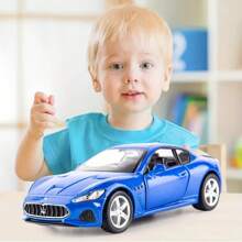 Modelo de coche deportivo Maserati GT a escala 1:36, vehículo de juguete de aleación de zinc con apertura de puertas, sin batería requerida, regalo ideal para niños