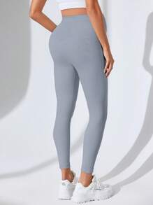 Umstandsmode-Seamless Leggings mit hochwertigem Bund und elastischer, einfarbiger Qualität